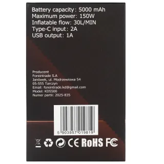 Акумулаторен компресор KraftDele KD5500/ 5000mAh Акумулаторен компресор KraftDele KD5500/ 5000mAh