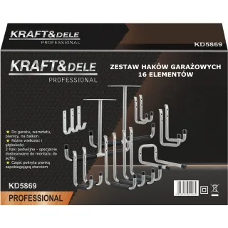 Комплект стенни куки за гараж KraftDele KD5869/ 16 бр. Комплект стенни куки за гараж KraftDele KD5869/ 16 бр.