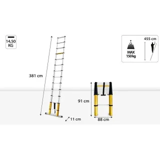 Алуминиева телескопична стълба DRABEST DR-AL TELE MAX 3.8 / 13 стъпала Алуминиева телескопична стълба DRABEST DR-AL TELE MAX 3.8 / 13 стъпала