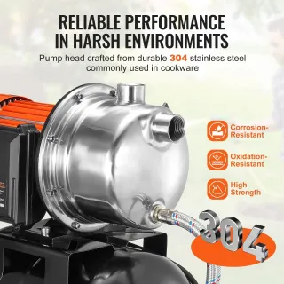 Самозасмукваща помпа за плитки кладенци с разширителен съд VEVOR FSGP1000Cinox-2/ 745W Самозасмукваща помпа за плитки кладенци с разширителен съд VEVOR FSGP1000Cinox-2/ 745W