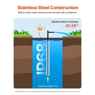 Потопяема помпа за дълбоки кладенци VEVOR 4SDM2/12/ 1100W Потопяема помпа за дълбоки кладенци VEVOR 4SDM2/12/ 1100W