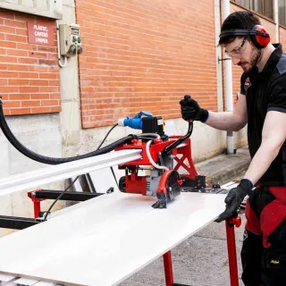 Машина за рязане на строителни материали циркулярна с водеща греда Rubi DL-125 1200/ 1800 W