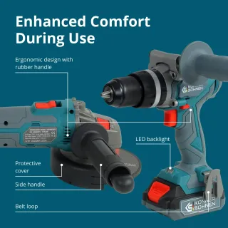 Комплект акумулаторни ъглошлайф и винтоверт KOENNER-SOEHNEN KS IDAGB 20V SET 1/ 20V/ 2Ah/4Ah