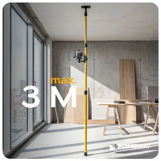 Телескопичен прът със стойка за лазерен нивелир Powermat PM-TPLK-3M/ 3 м