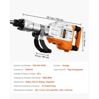 Електрически къртач VEVOR JH-65/ 3500W