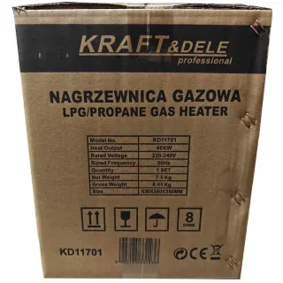 Газов калорифер KraftDele KD11701/ 40 kW/ 650 m³/h, с LED дисплей