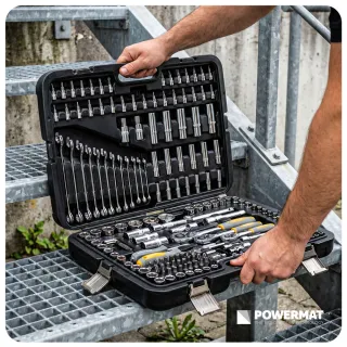 Комплект тресчотки, вложки (гедоре) POWERMAT PM-ZKNB-216SU-PRO/ 216 части 1/2