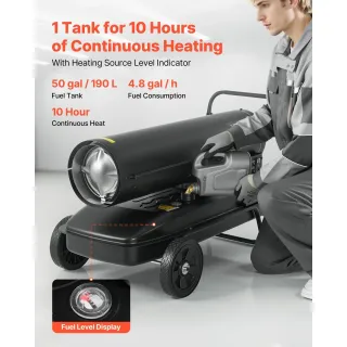 Дизелов калорифер VEVOR DG-K175/ 50kW/ до 1020 м²/ с термостат и дисплей