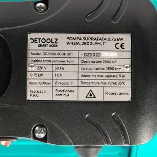 Повърхностна помпа Detoolz DZ-P106-S001-G01/ 750W