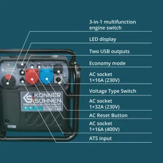 Инверторен генератор KOENNER-SOEHNEN KS 8100iE 1/3 ATSR/ 400V/ 8.5kW/ 20л Инверторен генератор KOENNER-SOEHNEN KS 8100iE 1/3 ATSR/ 400V/ 8.5kW/ 20л