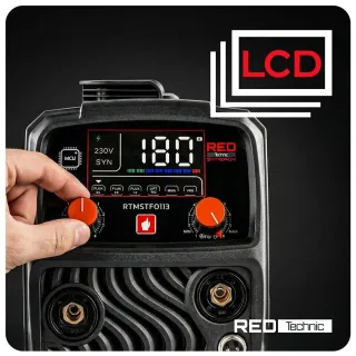 Инверторен заваръчен апарат RED TECHNIC RTMSTF0113/ 180A Инверторен заваръчен апарат RED TECHNIC RTMSTF0113/ 180A