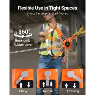 Ръчен лостов верижен телфер VEVOR HSH-1.5T-3M/ 1,5 т