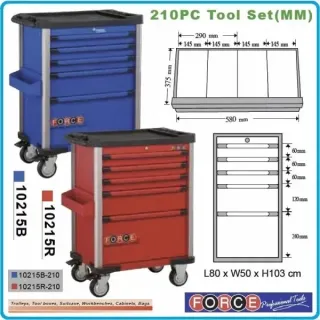 Количка с инструменти Force Tools 10215R/ 210 бр