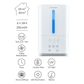 Ултразвуков овлажнител за въздух TROTEC B 3 E / 24W/ 6 л/24 ч