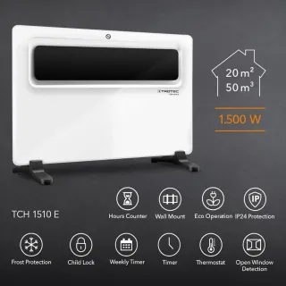 Дизайнерски конвектор TROTEC TCH 1510 E/ с термостат и дисплей/ 1500W