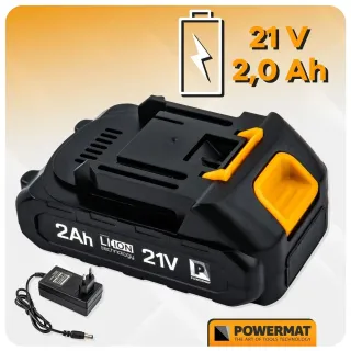 Акумулаторен винтоверт с ударна функция + аксесоари POWERMAT PM-WA-21V-2M/ 21V/ 2x2Ah