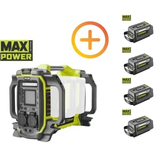 Акумулаторен инверторен генератор RYOBI RY36BI1800A-0 + 4 бр. батерии RY36B80B/ 36V/ 4x8Ah
