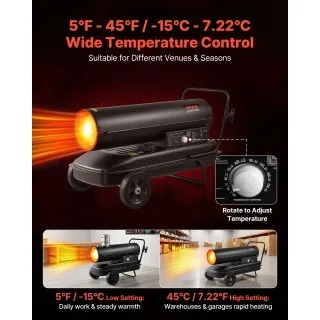 Дизелов калорифер VEVOR DG-K175/ 50kW/ до 1020 м²/ с термостат и дисплей