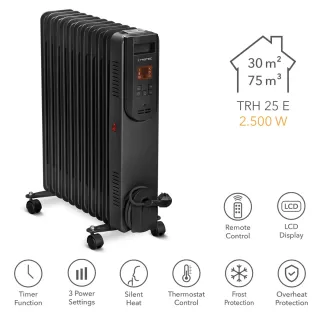 Маслен радиатор TROTEC TRH 25 E/ с термостат и дистанционно/ 2,5kW Маслен радиатор TROTEC TRH 25 E/ с термостат и дистанционно/ 2,5kW