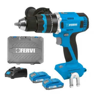 Акумулаторен винтоверт Fervi FB20ID3AB-22B/ 20V/ 2x2 Ah