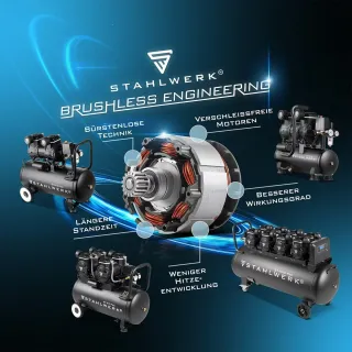 Компресор за въздух с пистолет, маркуч и разпределител STAHLWERK ST-110 Pro fully/ 1.45 kW/ 10л