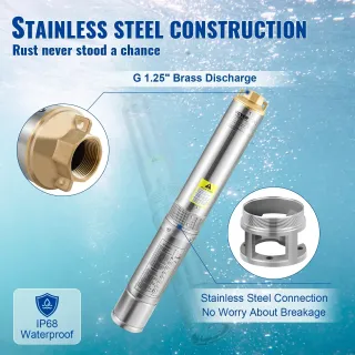 Потопяема помпа за дълбоки кладенци VEVOR 3SDM4/16/ 750W Потопяема помпа за дълбоки кладенци VEVOR 3SDM4/16/ 750W