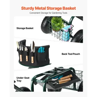 Мобилен градински стол с регулируема височина и въртяща се седалка VEVOR TC4502F/ 180 кг