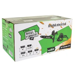 Акумулаторен верижен трион Micul Fermier MF-MX1006-G01/ 20V/ 2х4Ah Акумулаторен верижен трион Micul Fermier MF-MX1006-G01/ 20V/ 2х4Ah