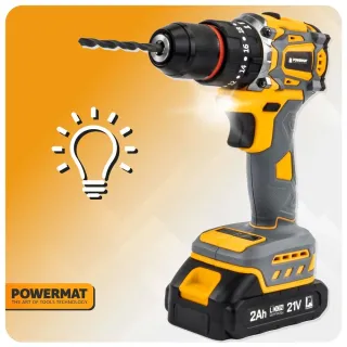 Акумулаторен винтоверт с ударна функция + аксесоари POWERMAT PM-WA-21V-2M/ 21V/ 2x2Ah