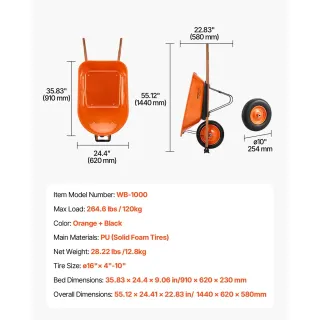 Метална градинска количка VEVOR WB-1000/ 120 кг Метална градинска количка VEVOR WB-1000/ 120 кг