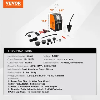 Автомобилен детектор за течове VEVOR SD307/ 19 - 23 PSI