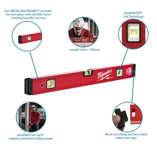 Ръчен нивелир Milwaukee Redstick Backbone 4932459062 / 60 см