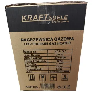 Газов калорифер KraftDele KD11703/ 20 kW/ 320 m³/h