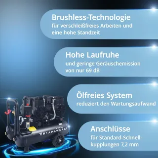 Компресор за въздух STAHLWERK ST-228 Pro/ 2,6 kW/ 22 л Компресор за въздух STAHLWERK ST-228 Pro/ 2,6 kW/ 22 л