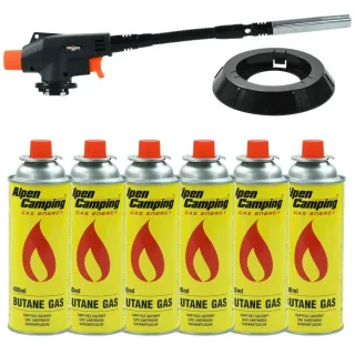 Комплект газова горелка + 6 бр. газ REXXER RB-04-120, 1300 W Комплект газова горелка + 6 бр. газ REXXER RB-04-120, 1300 W