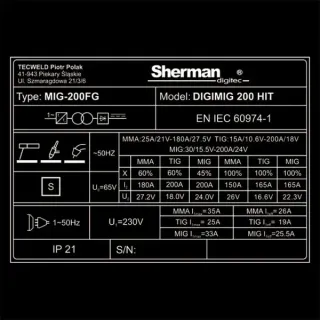 Инверторен телоподаващ апарат SHERMAN DIGIMIG 200 HIT/ 200A