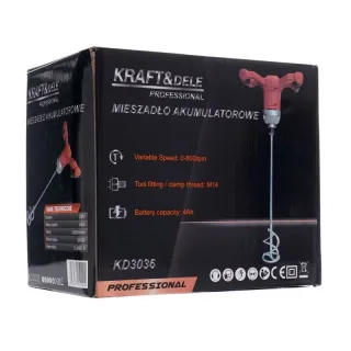 Акумулаторна бъркална за строителни смеси KraftDele KD3036/ 20V/ 4Ah