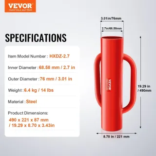 Ръчен инструмент за забиване на колове VEVOR HXDZ-2.7/ 69 мм