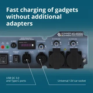 Инверторен генератор газ/бензин KOENNER-SOEHNEN KS 4500iG/ 4.5kW/ 13л Инверторен генератор газ/бензин KOENNER-SOEHNEN KS 4500iG/ 4.5kW/ 13л