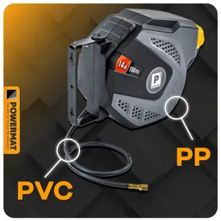Автоматична макара с маркуч за въздух POWERMAT PM-ABNW-14M/ 14 м