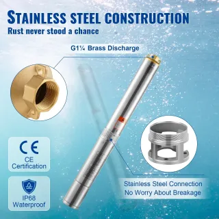 Потопяема помпа за дълбоки кладенци VEVOR 4SDM4/10/ 750W Потопяема помпа за дълбоки кладенци VEVOR 4SDM4/10/ 750W