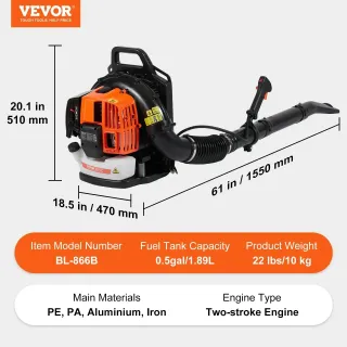 Бензинова раница духалка за листа VEVOR BL-866B/ 63cc Бензинова раница духалка за листа VEVOR BL-866B/ 63cc
