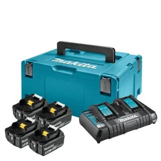 Комплект акумулаторна градинска количка + батерии и зарядно в куфар Makita DCU605Z/ 18 V+18V/ 4x5Ah