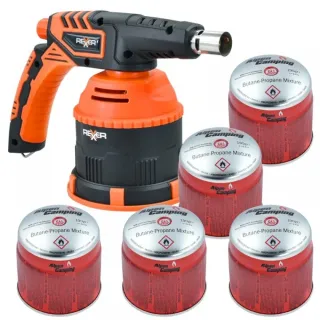 Комплект газова горелка + 5 бр. газ REXXER PREMIUM RB-04-112/ 1300 W