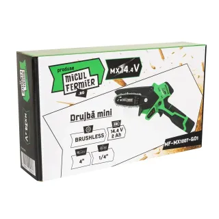 Акумулаторен мини верижен трион MICUL FERMIER MF-MX1007-G01/ 14.4 V/ 2Ah