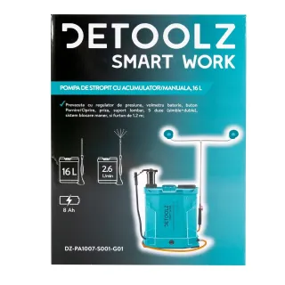 Акумулаторна пръскачка Detoolz DZ-PA1007-S001-G01/ 12V/ 8Ah/ 16 л