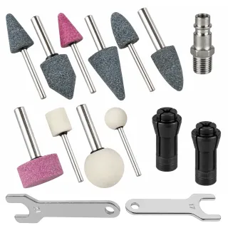 Пневматичен мини шлайф с 10 бр. накрайници KraftDele KD5787/ 90 PSI/6.3 bar Пневматичен мини шлайф с 10 бр. накрайници KraftDele KD5787/ 90 PSI/6.3 bar