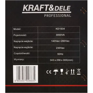 Регулатор на напрежение KraftDele KD1934 AVR/ 3000VA/ 230V Регулатор на напрежение KraftDele KD1934 AVR/ 3000VA/ 230V