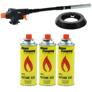 Комплект газова горелка + 3 бр. газ REXXER RB-04-119/ 1300 W Комплект газова горелка + 3 бр. газ REXXER RB-04-119/ 1300 W