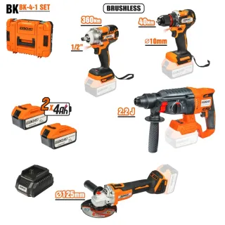 Комплект акумулаторни машини Baukraft BK-4-1/ 18V/ 2x4Ah